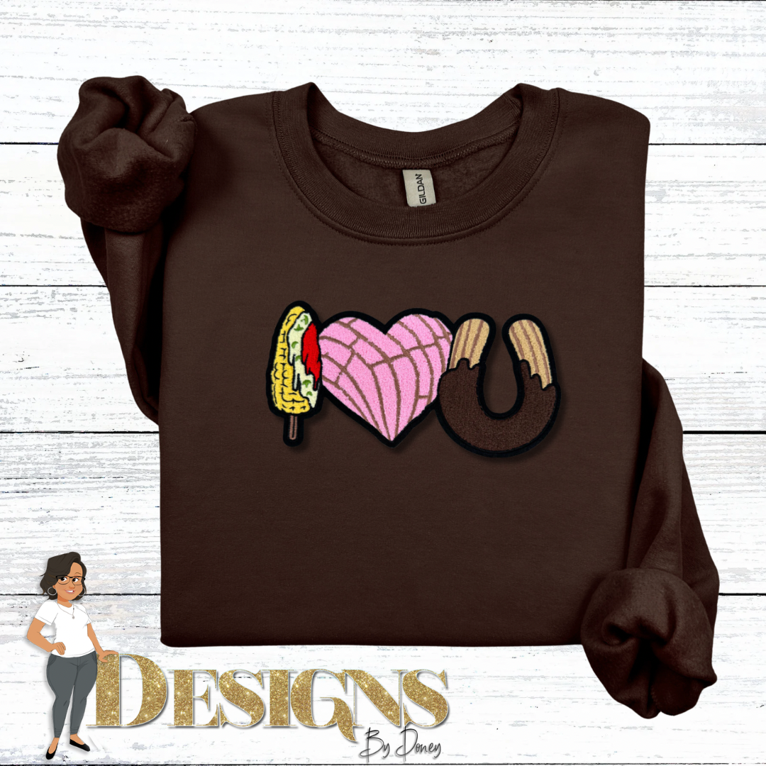 I Heart You Elote Concha Churro Valentine’s Day Sweatshirt