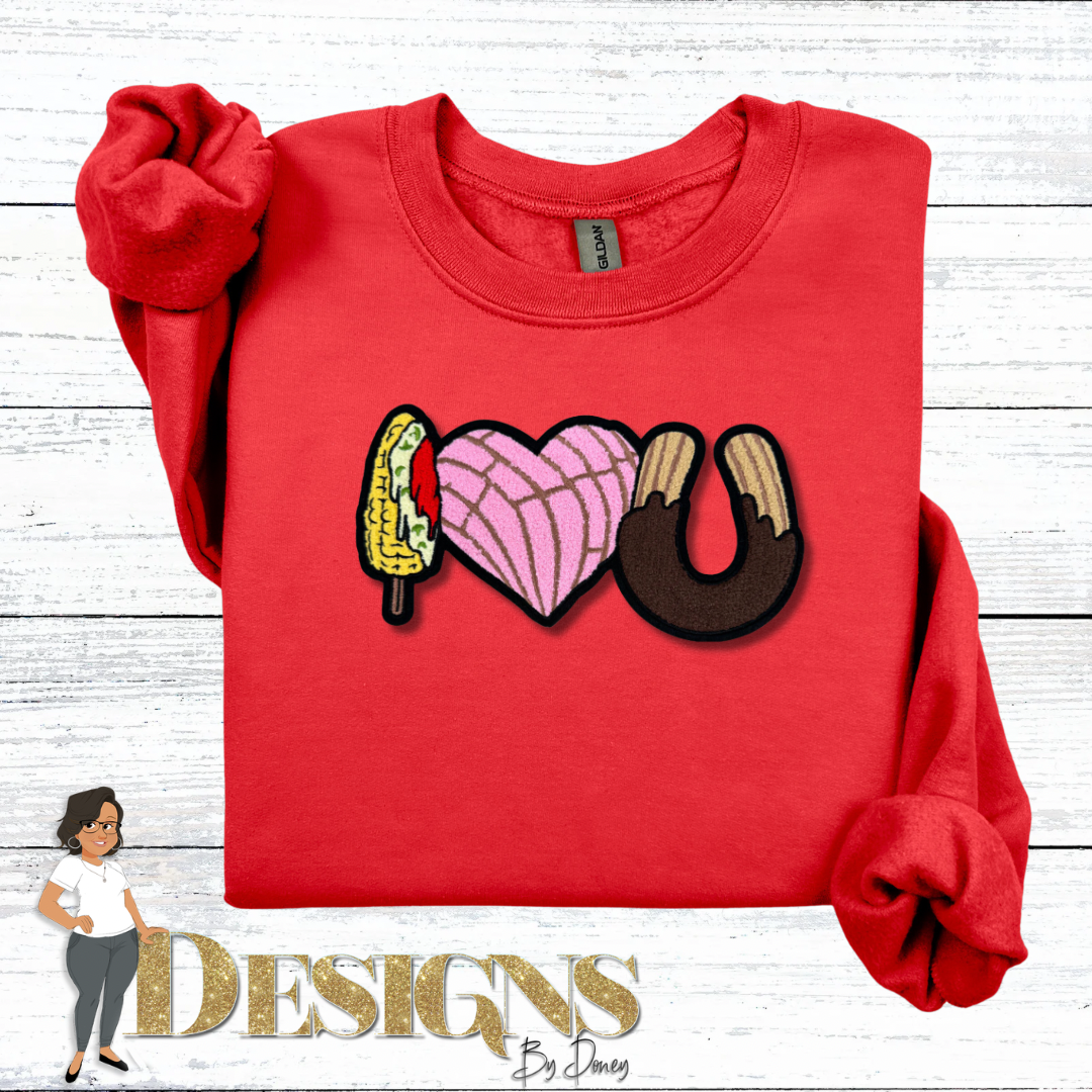 I Heart You Elote Concha Churro Valentine’s Day Sweatshirt
