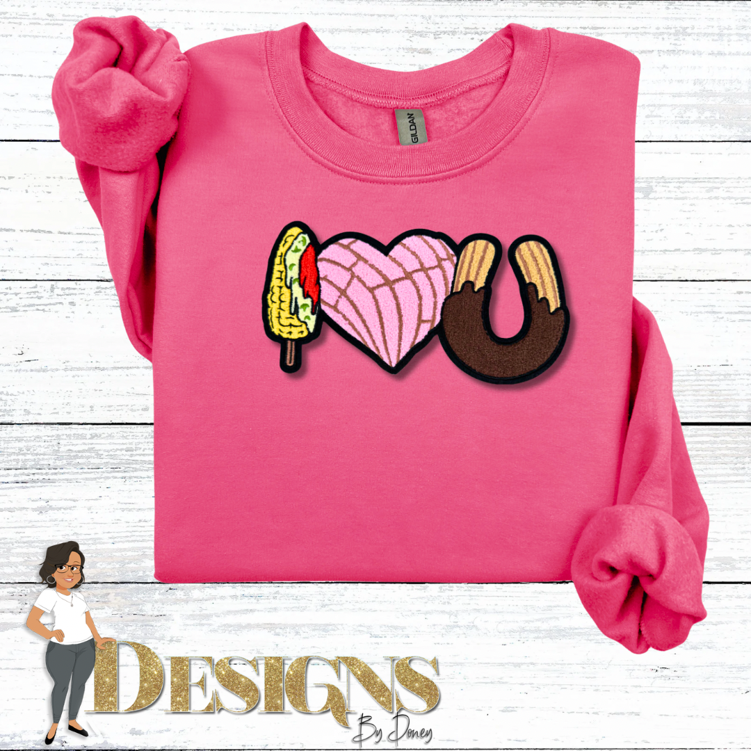 I Heart You Elote Concha Churro Valentine’s Day Sweatshirt