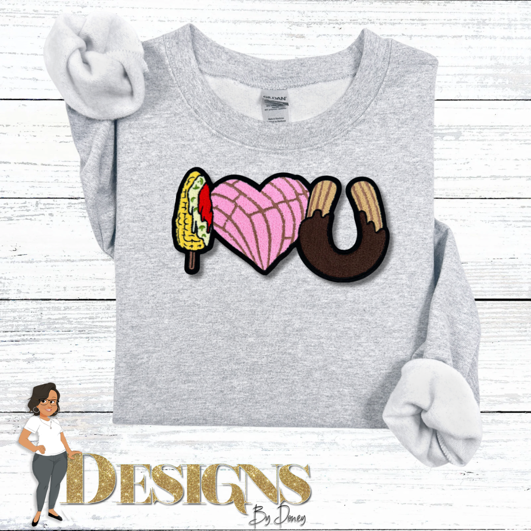 I Heart You Elote Concha Churro Valentine’s Day Sweatshirt