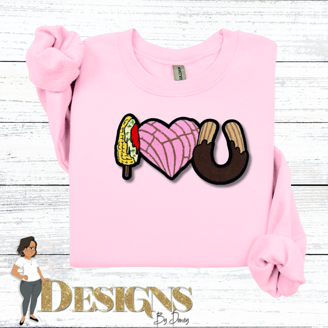 I Heart You Elote Concha Churro Valentine’s Day Sweatshirt