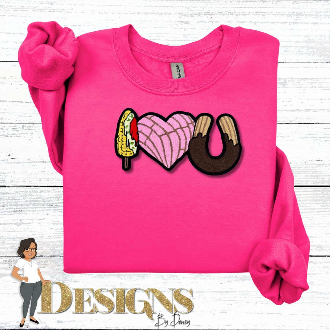 I Heart You Elote Concha Churro Valentine’s Day Sweatshirt