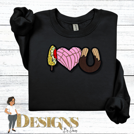 I Heart You Elote Concha Churro Valentine’s Day Sweatshirt