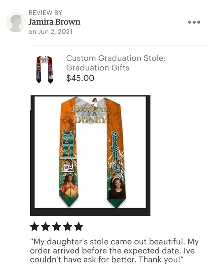 Custom Graduation Stole; Graduation Sash