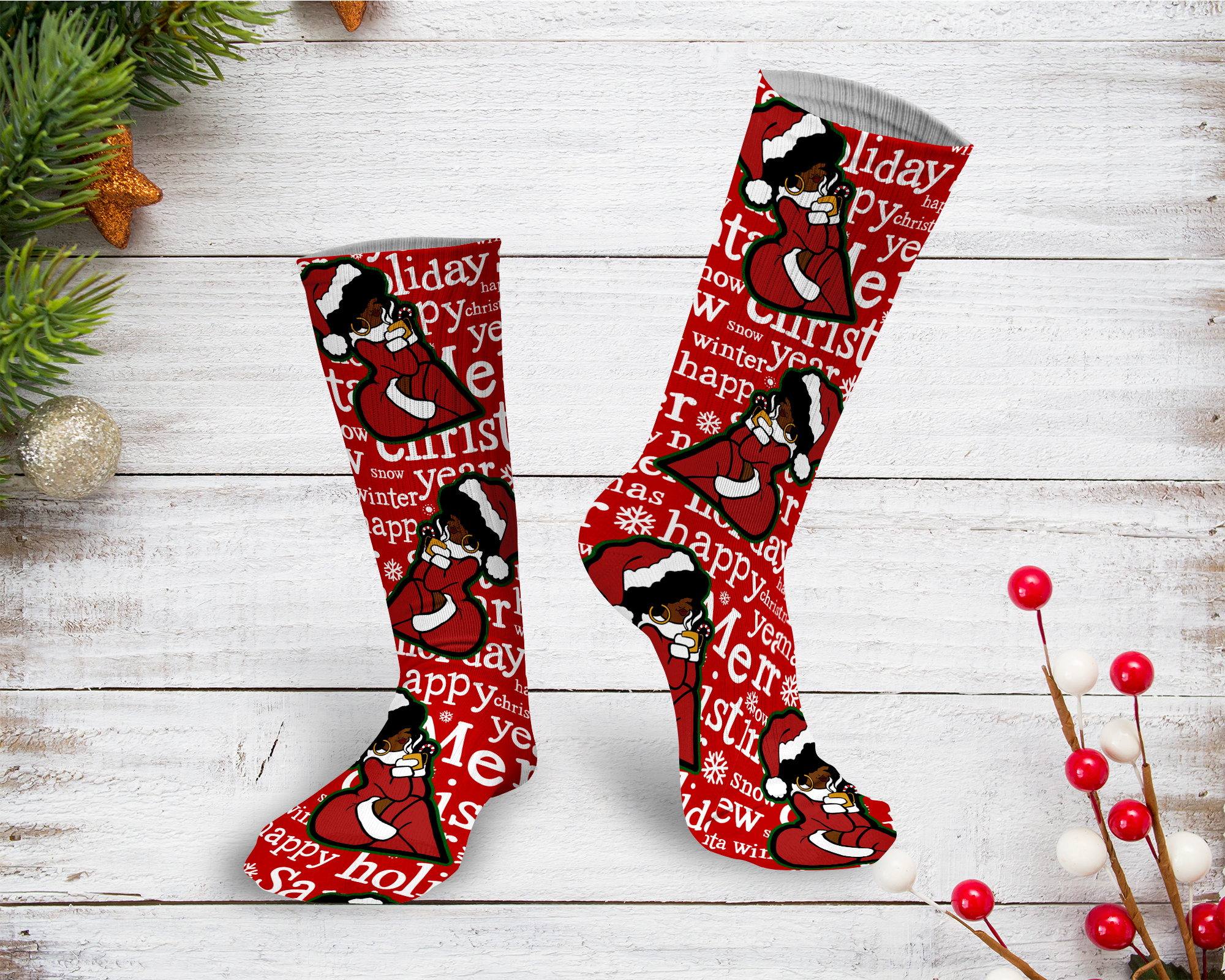 Ms. Claus Holiday Socks