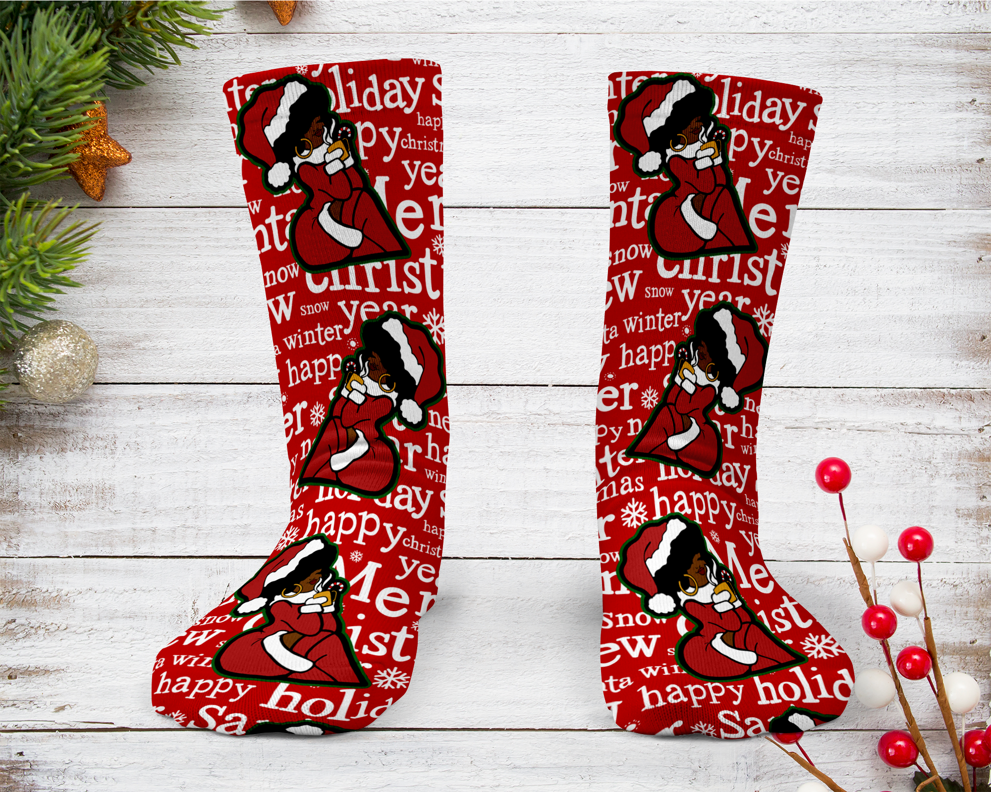Ms. Claus Holiday Socks