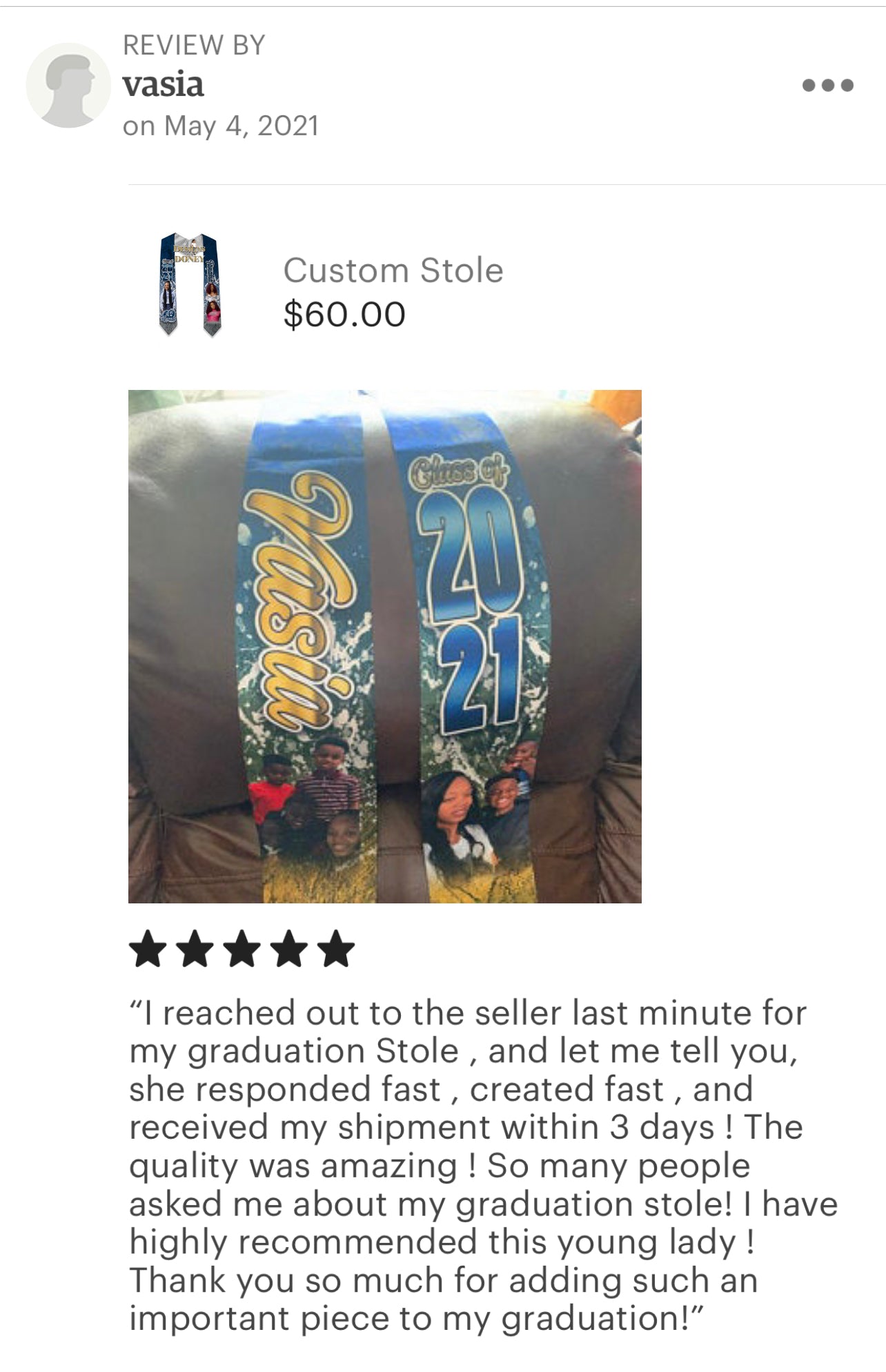 Custom Graduation Stole; Graduation Sash