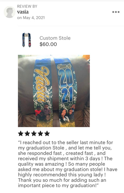 Custom Graduation Stole; Graduation Sash