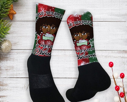 Melanin Christmas Socks